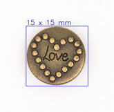 Bronzen 'Love' Knoop 15x15mm Knopen KNP00092